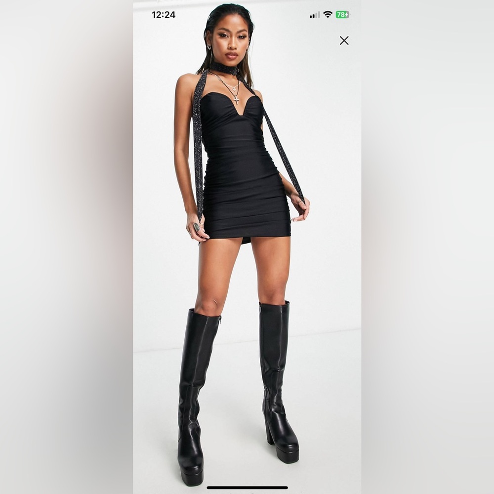 Bershka black mini dress